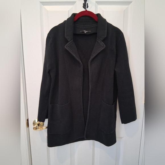 Quince Jackets & Blazers - Quince Elegant Charcoal Knit 100% Organic Cotton Open-Front Blazer